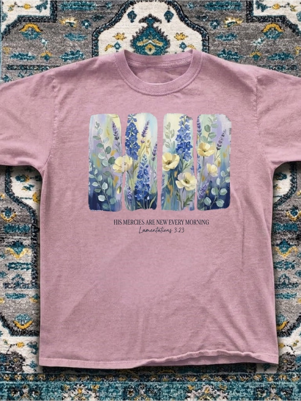 Gildan Dusty Rose Faith Script Graphic Tee